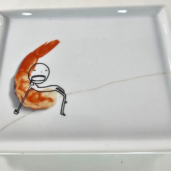 Crate and Barrel Oliver Appetizer Plates Jalapeno Cheese Shrimp CB2 6.5x5 FLAW - Picture 9 of 9